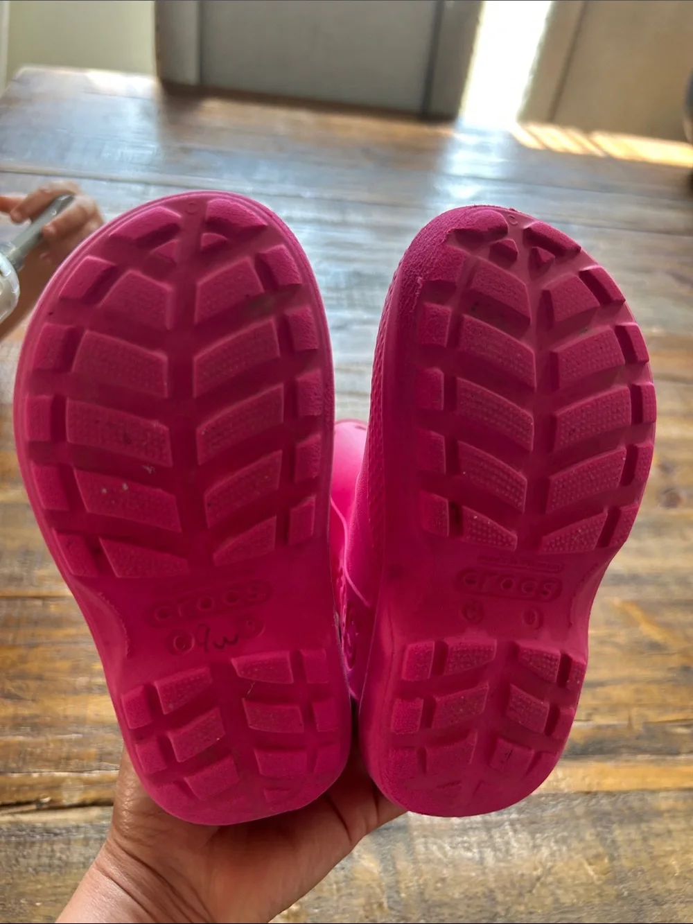 CROCS Kids Pink Waterproof Handle Rain Boots